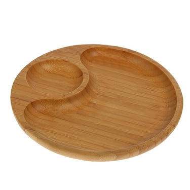 Bamboo 2 Section Platter For Appetizers / Barbecue /